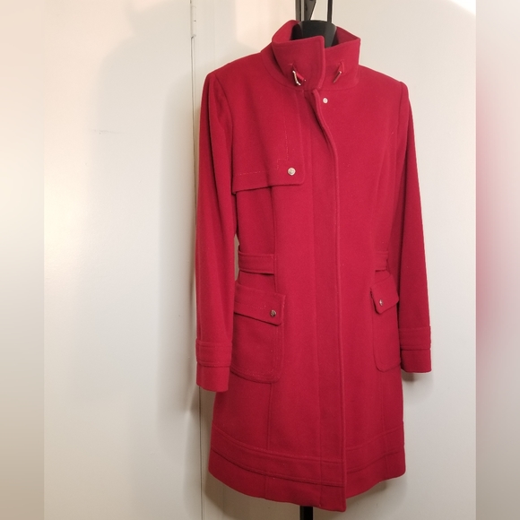 Fleet Street Red Wool Midi Driving Coat - Picture 1 of 16